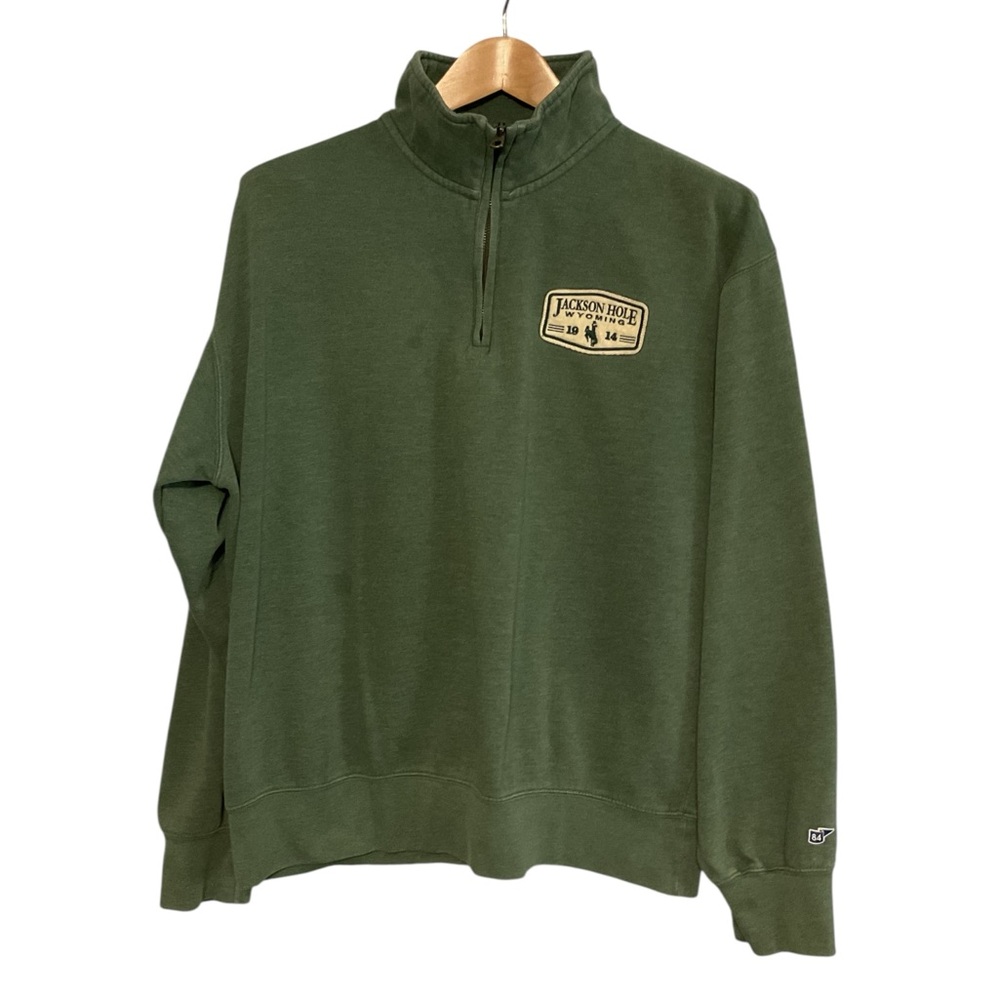 Blue 84 Green Zip Up Sweater with Standing Collar size‎ L Y2K